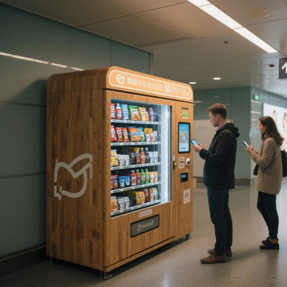 Smart vending machine with digital interface and solar panels